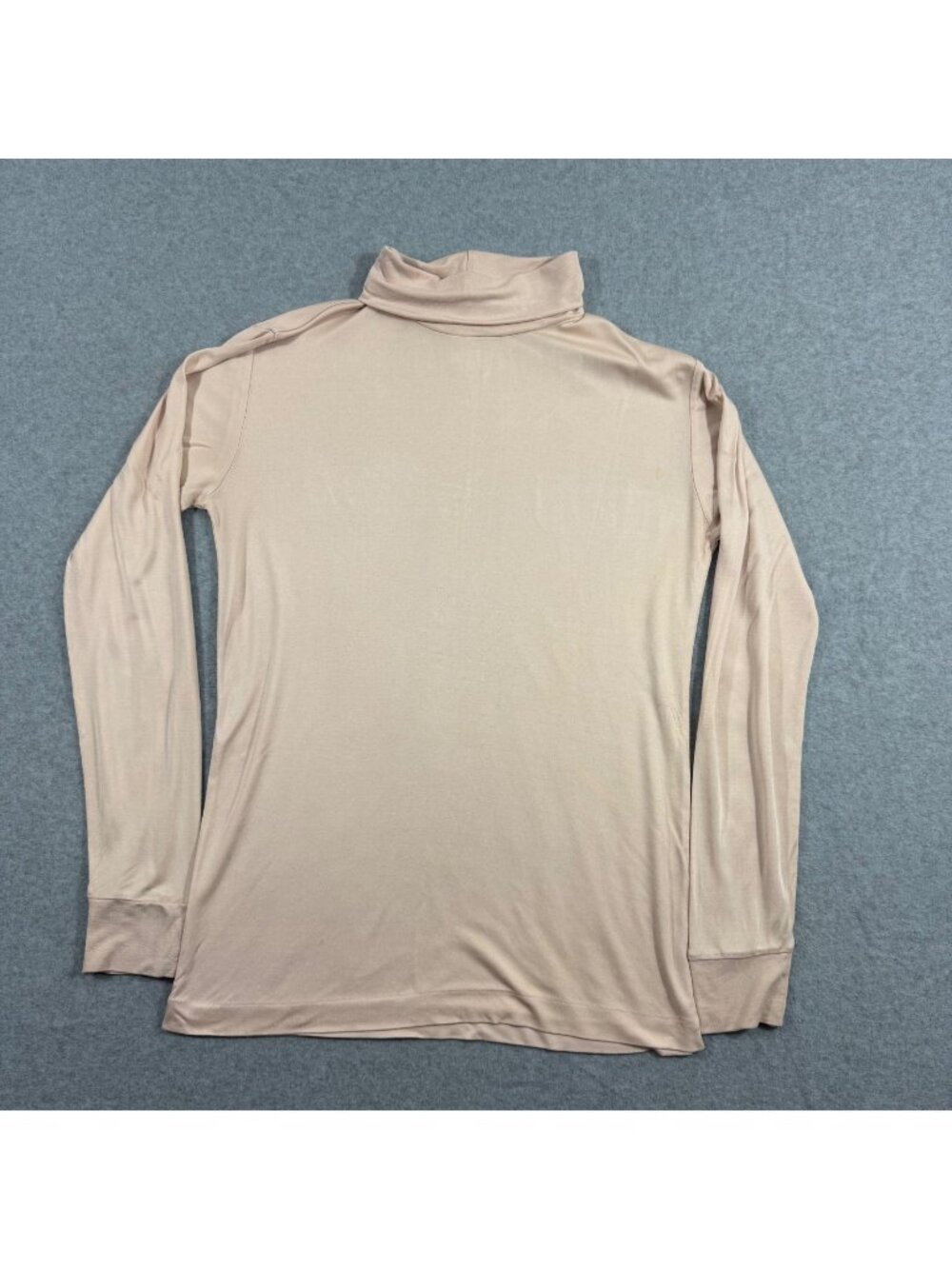 Lands' End Women's Medium Beige Long Sleeve 100% Polyester Turtleneck Top